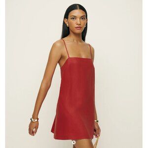 New Reformation Aubree Linen Dress Red Size XS